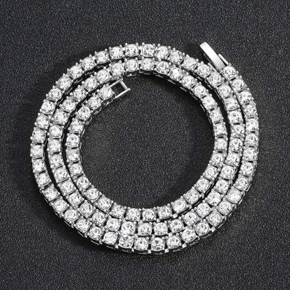 Hip Hop 5MM Tennis Chain Iced Out Bracelet Necklace Men Fashion Silver Color Tennis Jewelry Chains Women 20inch Choker Punk Gift