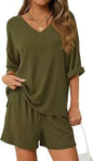 2026 Summer Solid Beach Set for Women Loose Casual Style Home and Outdoor Wear hort-Sleeve T-Shirt Shorts