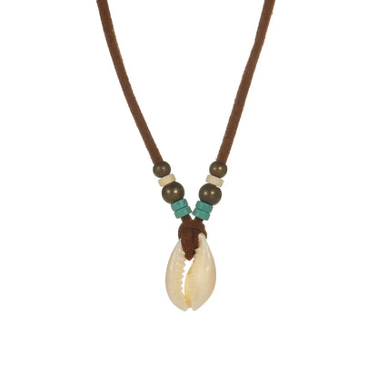 Simulation Shell Pendant Clavicle Necklaces For Women Waterproof Brown Rope Chain Short Collar Minimalist Female Party Jewelry