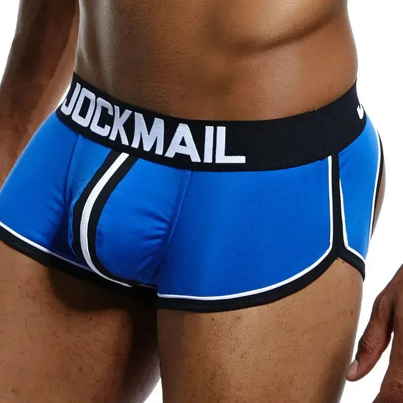 Sexy Men Underwear Thong Jockstrap Boxer Briefs Backless Cotton Jock Strap Homme Slip Erotic String Homens Cueca Gay Penis Pouch