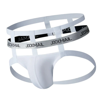Ice Silk Jockstrap Men Underwear Sexy Harness Thong G String Leg Ring Bondage Lingerie Hombre Strap Panties T-back