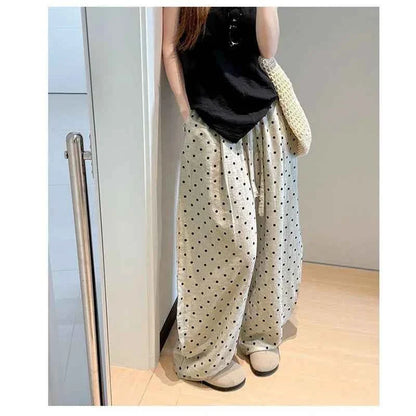Women’s Linen Polka Dot Wide-Leg Pants