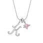 Fashion Letter Necklace for Women Pink Zircon Heart-shaped Pendant Suitable for Girls to Wear Personalized Gold-plated Jewelry