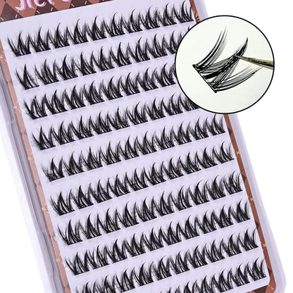 Glue-free Thick Natural Curling Self-adhesive False Eyelashes with W-shaped Design for Voluminous Manga Eyes