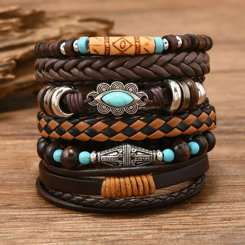 Vintage Casual 6 Pc/set Handmade Men Women Bracelets