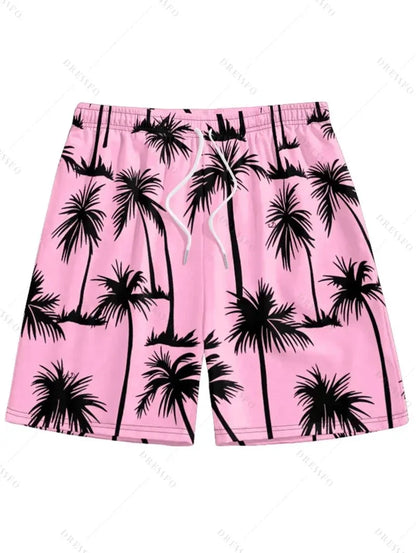 Men's Hawaiian 3D Palm Tree Pattern Beach Shorts Quick Dry Outdoor Leisure Sports Shorts Fashion Men's Shorts
