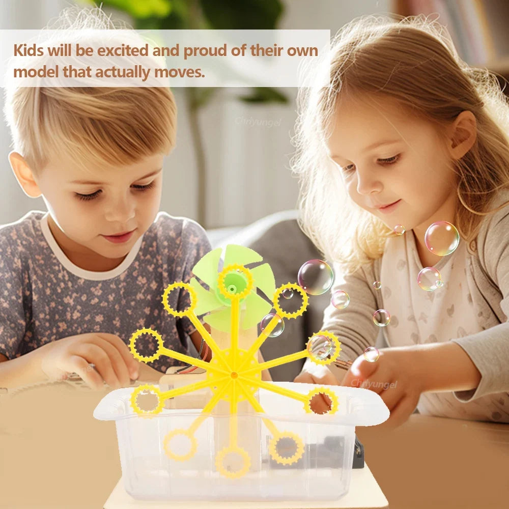STEM DIY Bubble Machine Kit - Assembling Model for Students, Educational Science Experiment Technology Toy for Children