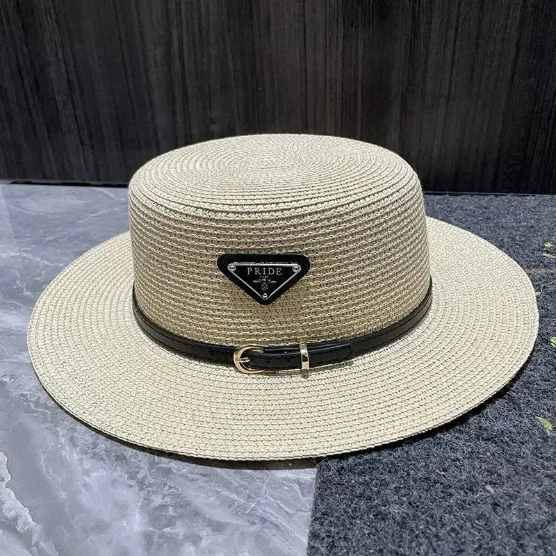Summer Beach Hat Versatile Top Hats Belt Buckle  Sun Protection Hat Korean Style Straw Hat for Women