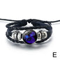 12 Constellation Gem Leather Bracelet Men Women Glass Bracelet