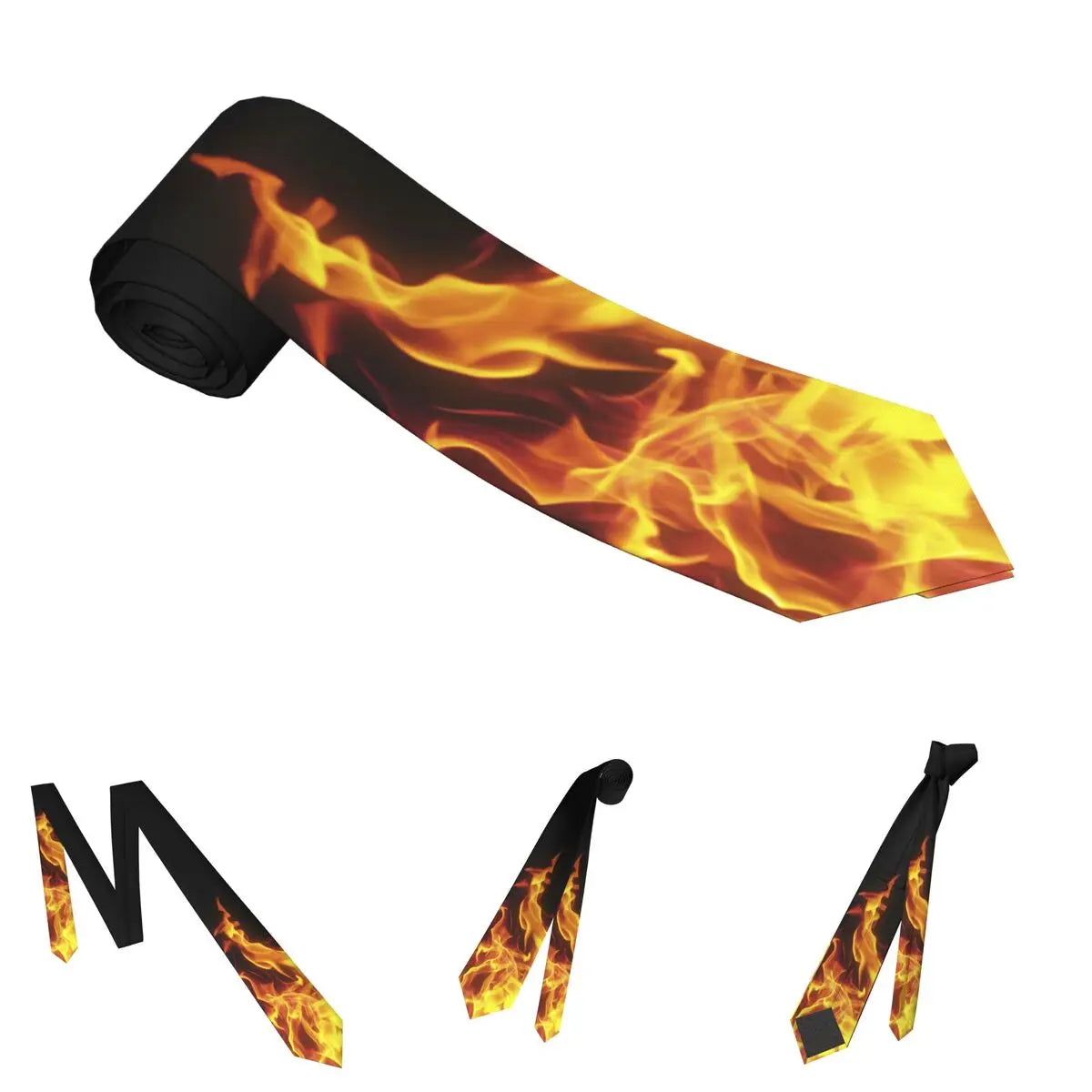 Bright Fire Necktie Men Women Fashion Polyester 8 cm Wide Burning Neck Ties for Men Suits Accessories Business