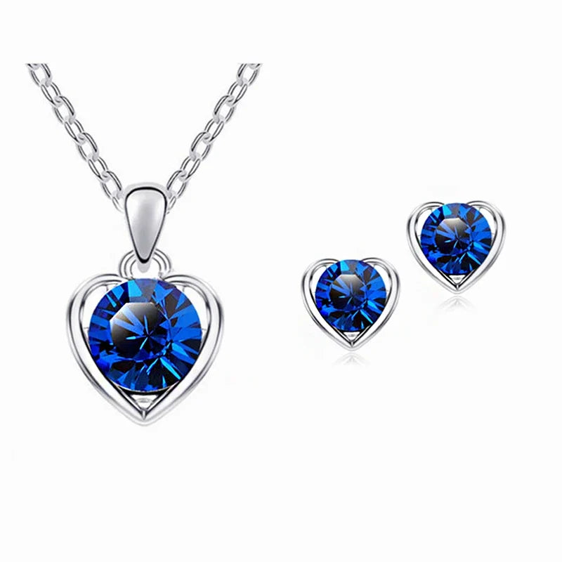 Fashion Silver Color Necklace Earrings Cubic Zirconia Jewelry Sets Elegant Crystal Zircon Jewelry Women Wedding Jewelry Set