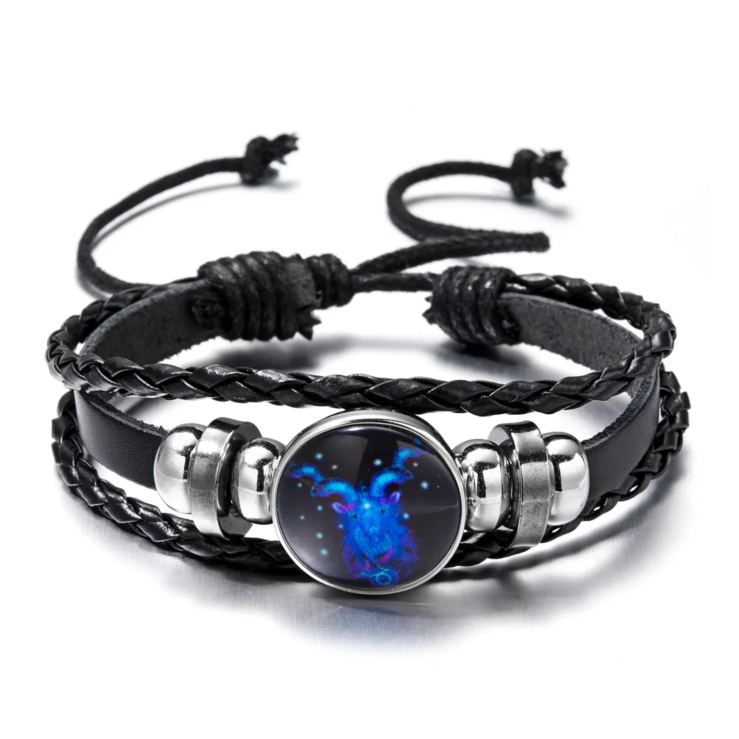 Luminous 12 Zodiac Constellation Sign Braided Couples Leather Bracelet For men Black Rope Charm Party Grow in the dark Jewelry
