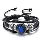 Luminous 12 Zodiac Constellation Sign Braided Couples Leather Bracelet For men Black Rope Charm Party Grow in the dark Jewelry