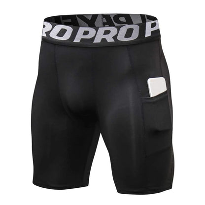 Compression Shorts Men with Pocket, Spandex Running Shorts Sport Athletic Workout Performance Underwear