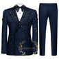 Fashion Burgundy Boy Suit Crystals Wedding Tuxedo Double Breasted Formal Child 2 Pieces Blazer Pants costume enfant garçon
