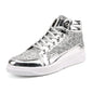 men's Gold Sequins Platform boots Autumn Fashion Casual Sports Shoes Thick Bottom Vulcanized Shoes man Flats Heels Shoes