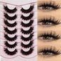 7 Pairs False Eyelashes Wispy Lashes Natural Look Fake Eyelashes Cat Eye Lashes Faux Mink Fluffy Strip False Lashes Pack