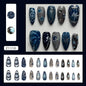 24pcs Red Star Print Fake Nails Sweet Cool Short Almond Press on Nail for Women Wearable Detachable Ins Spice Girl False Nails