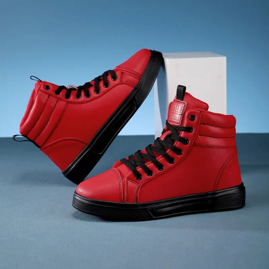 Spring Fashion Red Men's Sneakers High Top Skateboarding Shoes for
