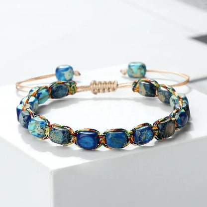 Bohemian Imperial Stone Beaded Bracelet Handmade  Braided String Bangles Friendship Jewelry Gift Vintage Design Strand Bracelets