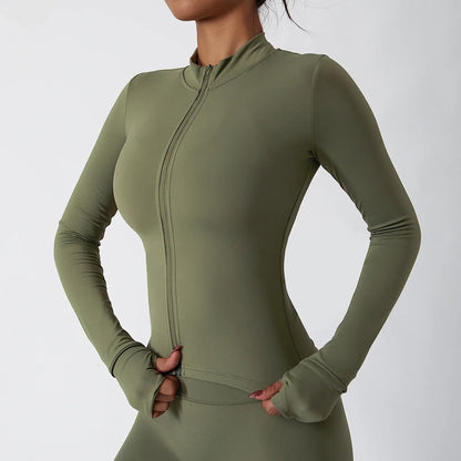 FitFlex Long Sleeve Zip Yoga Crop Top Jacket