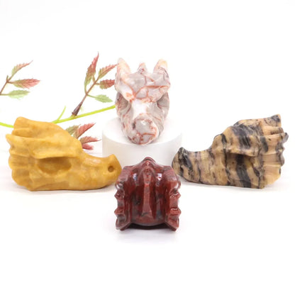 Dragon Head Statue Natural Gemstone - Random Stones