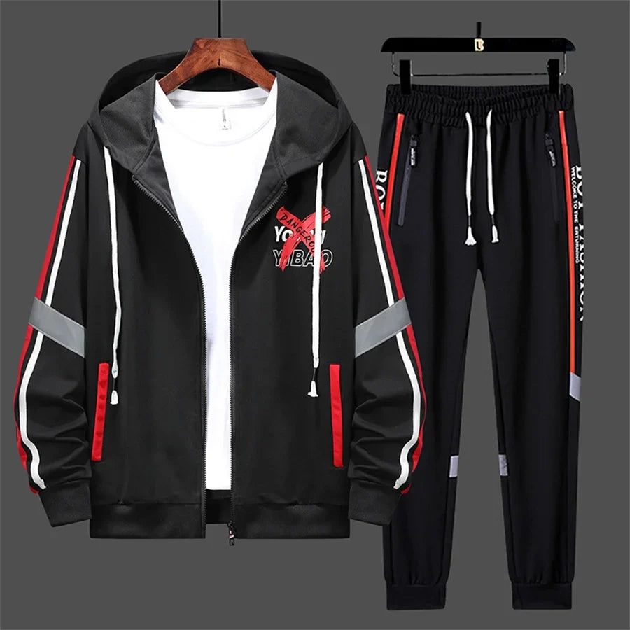 Men’s Printed Cardigan & Pants Tracksuit Set