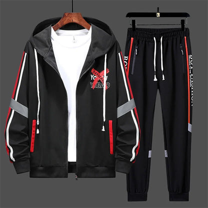 Men’s Printed Cardigan & Pants Tracksuit Set