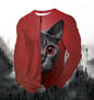 Visual Kitten Fashion Print Men's T-shirt Fashion Long Sleeve T-shirt Casual Round Neck Street Top Loose Pullover Autumn