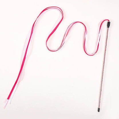 Long Ribbon Interactive Cat Toy Satin Ribbon Cat Teaser Rod Toy Kitten Playing Teaser Wand Pet Toy