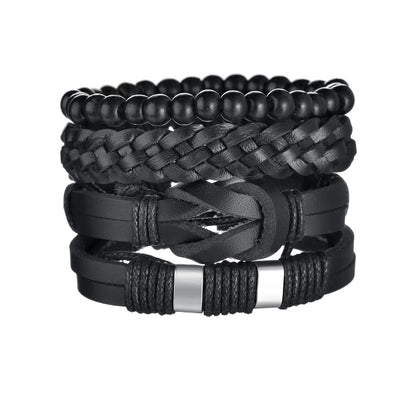 MeMolissa New Fashion Braided Wrap Leather Bracelets for Men High Quality Vintage Charm Wood Beads Ethnic Tribal Wristbands