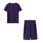 New Summer Round-Neck Solid Color Short-Sleeved Two-Piece Yoga Shorts