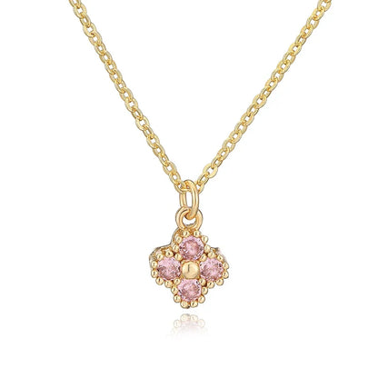 HECHENG, 18K Gold Plated Brass Cubic Zirconia Bijoux Exquisite Flower‑Shaped Women Necklace Dainty Collarbone Chain Jewelry Gift