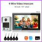 ANJIELO 4-Wire Video Intercom System with 10-inch Touch Screen 5-in-1 Unlock Tuya Smart APP Control IP65 Waterproof Night Vision