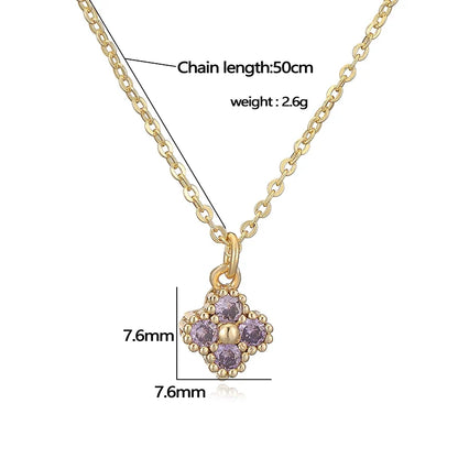 HECHENG, 18K Gold Plated Brass Cubic Zirconia Bijoux Exquisite Flower‑Shaped Women Necklace Dainty Collarbone Chain Jewelry Gift