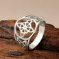 LIKGREAT Witch Knot Ring for Women Men Hollow Stainless Steel Finger Rings Celtic Vintage Amulet Protection Couple Jewelry Gifts