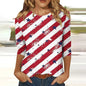 2024 New Women's American Flag Pattern Long Sleeve T-Shirt Designer Trendy Clothing Casual Pullover Round Neck Fashion T-Shirt