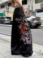 American Retro Tiger Flower Embroidered Black Loose Wide-Leg Jeans For Women, Street Hip-Hop Fashionable And Versatile Trousers