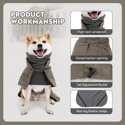 Dog Clothes Waterproof Windproof Clothes Winter Warm British Style Plaid Jack For Small Medium Large Dogs Winter Clothes for Dog