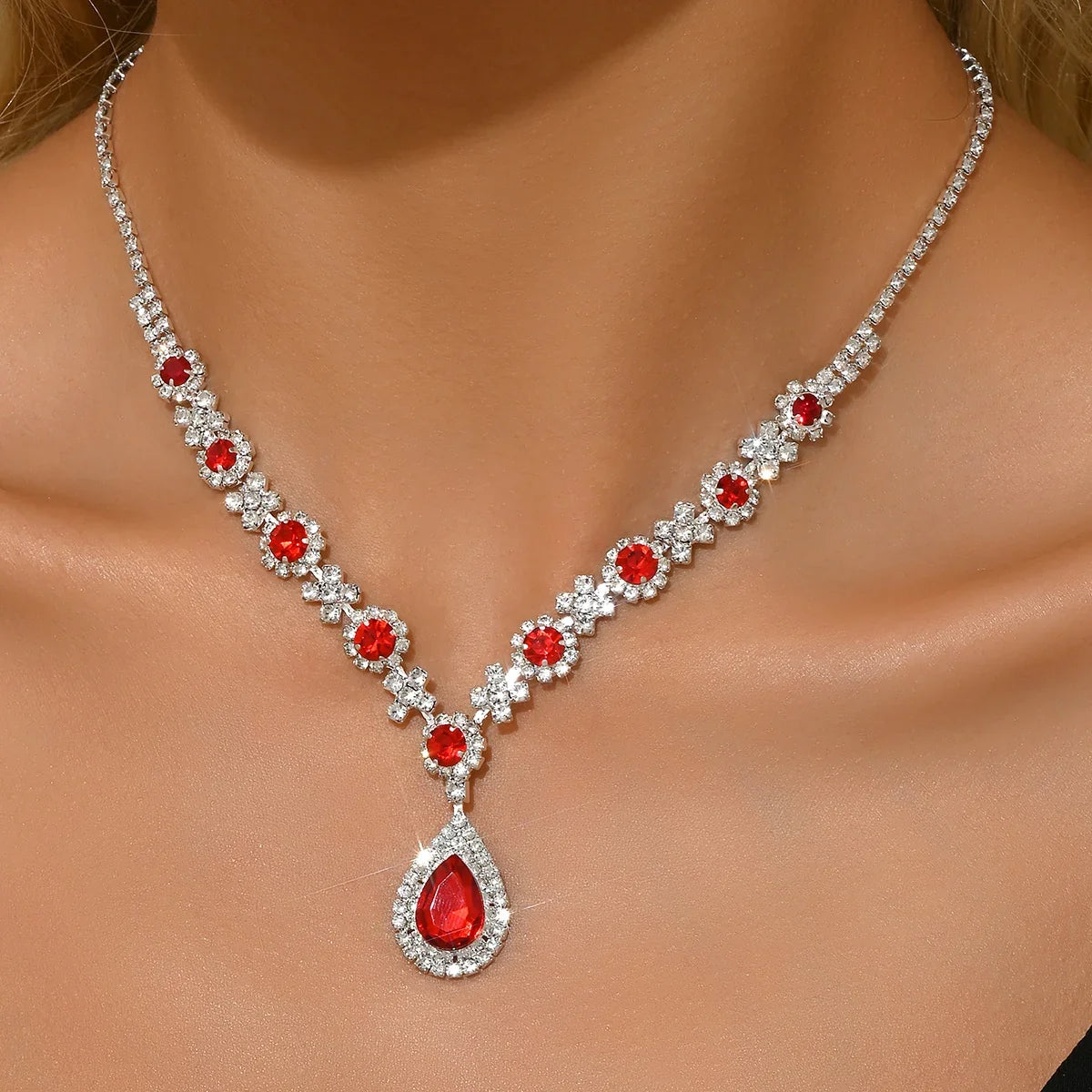 1PC Women's Fashion Waterdrop Flower Design Necklace Jewelry Suitable for Date, Party, Festival Gifts-2172