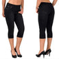 Summer Women's Skinny Denim Pants Mid Waist Stretch Capri Pants Knee