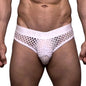 Mens Slip Bikini Jockstrap Briefs Mens Panties Sexy Fishnets Hole Transparent Mesh Ice Silk Men Underwear Sissy Men Underpants