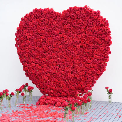 Angela Flower Red Rose Creative Love Heart Floral Wall Cloth Base Flower Arrangement Wedding Backdrop Frame Proposal Decor A7699