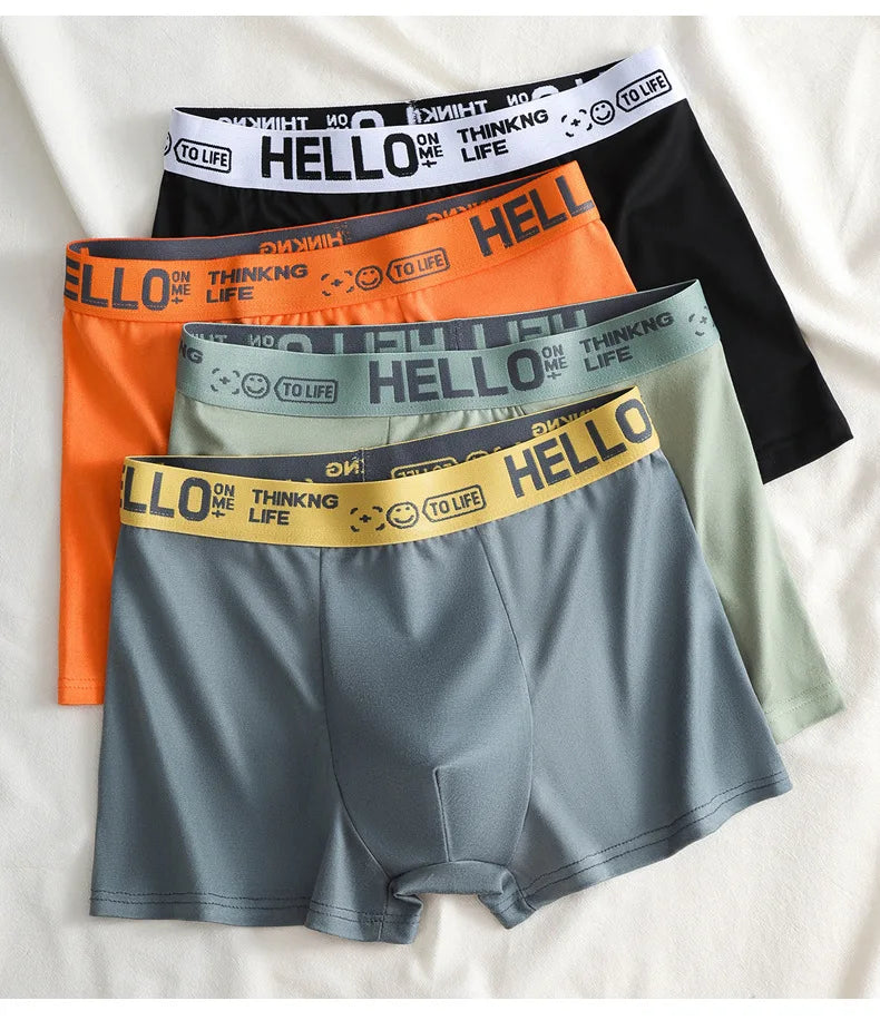 4PCS Mens Underwear Men Fashion Underpants Male High Stretch Boxer Panties Shorts Breathable Soft Shorts Comfortable Plus size