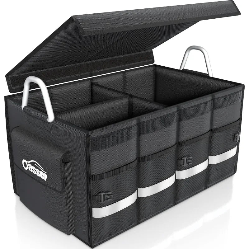 Trunk Organizer Car Accessories Trunk Storage Waterproof Collapsible Durable Multi Compartments with Foldable Cover
