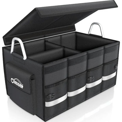 Trunk Organizer Car Accessories Trunk Storage Waterproof Collapsible Durable Multi Compartments with Foldable Cover
