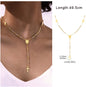 Beaded Long Chain Y Shape Necklace For Women, Minimalist Drop Bar Pendant Choker Necklaces, Clavicle Chain Jewelry