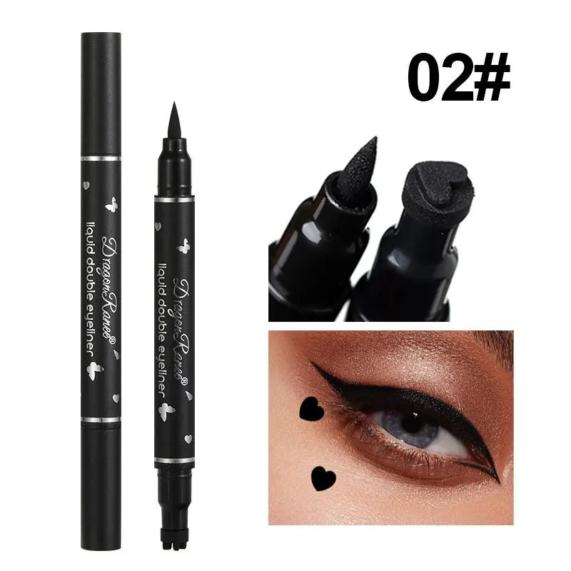 Dragon Ranee Double head Star Seal Eyeliner waterproof non-smudging novice heart plum embellished eye tail eyeliner