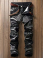 Men's Jeans Black And White Slim Fit Stretch Denim Pants Casual Mid Waist Spring Trousers