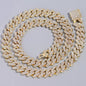 14mm Iced Out Prong Cuban Link Chain Necklace for 2 Row Rhinestone